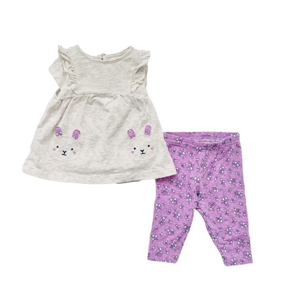 2 Piece Bunny Ruffle Shirt and Leggings Set - Picture 1 of 5